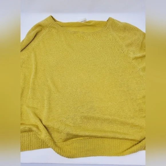 POETRY 100% LINEN MUSTARD YELLOW SWEATER LIGHTWEIGHT WOMEN SIZE 4 FALL HARVEST - Picture 7 of 12